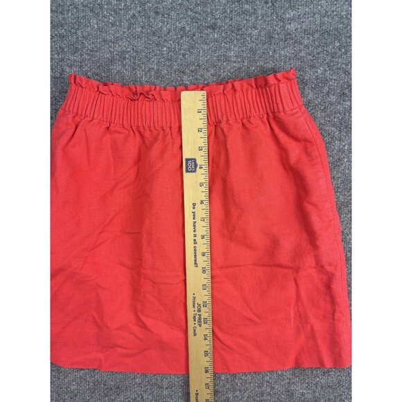 J Crew Skirt Womens 0 Red Linen Cotton Blend Pull On Elastic Waist Summer Casual - Picture 4 of 6